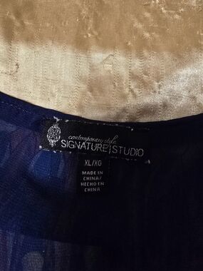 Signature Studio Navy Sheer Sleepwear Top